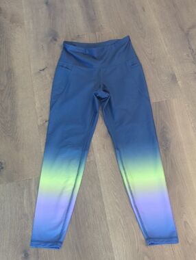Old Navy Blue Ombre Leggings with Green and Purple Fade